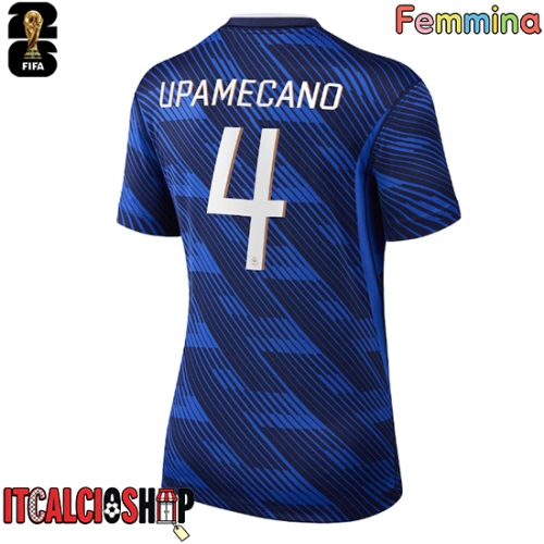 Francia Dayot Upamecano #4 Prima Maglia Femmina Mondiali 2026 Manica Corta